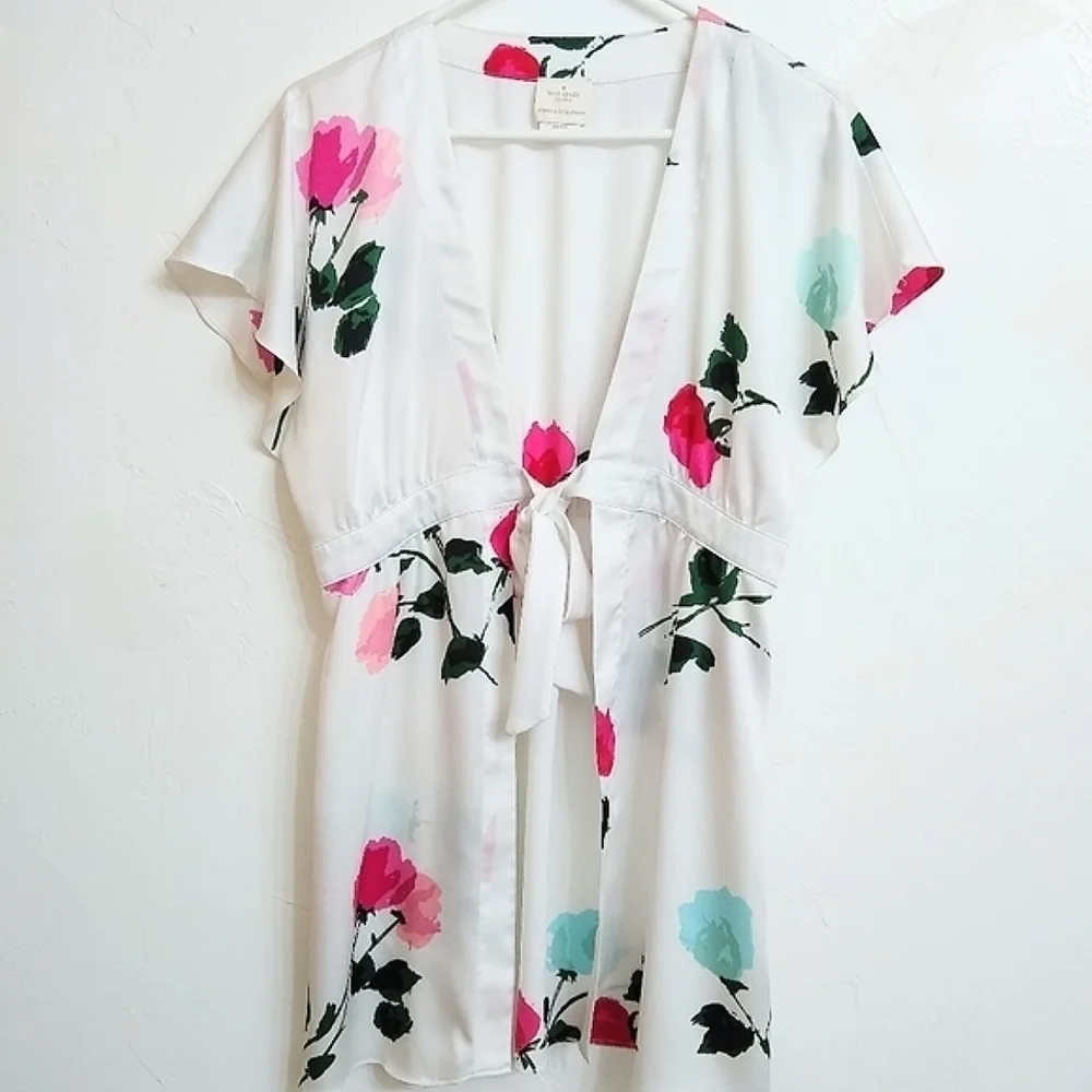 Kate Spade Womens Floral Charmeuse Robe size XS / S